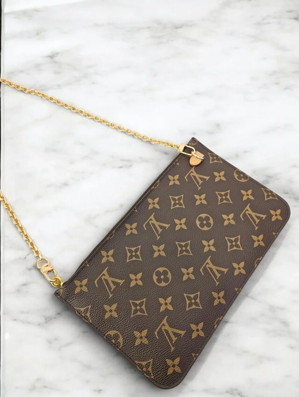 Louis Vuitton Neverfull Pochette Wristlet Monogram Canvas